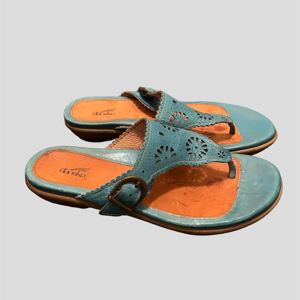 Dansko Eur size 38 blue leather slipper sandal